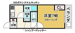ル・ビュール21 1Kの間取図画像