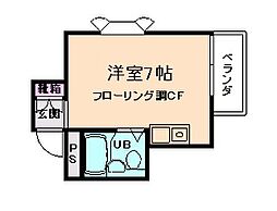 ヴィラージュ空港 ワンルームの間取図画像