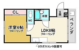 村路マンション 1LDKの間取図画像