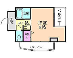 プレステージ天神 1Kの間取図画像