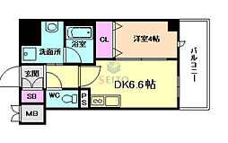 阪急宝塚本線 三国駅 徒歩3分の賃貸マンション 6階1DKの間取り