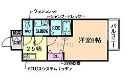 Osaka Metro御堂筋線 新大阪駅 徒歩13分の賃貸マンション 12階1Kの間取り