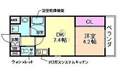 ライブガーデン新大阪 3階1DKの間取り