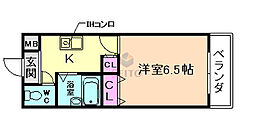 キャナル新北野 1Kの間取図画像