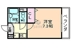 セサミハイツ 1Kの間取図画像