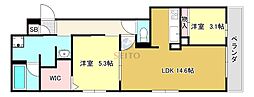 大阪市淀川区三津屋南2丁目マンション 2LDKの間取図画像