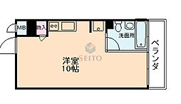 是空十三 ワンルームの間取図画像