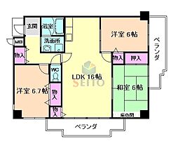 サンヴェール 3LDKの間取図画像