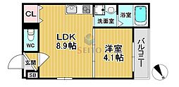 Bel Okamachi 1LDKの間取図画像