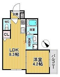 Bel Okamachi 1LDKの間取図画像