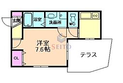 モダンクラウドレジデンス阪大前 1Kの間取図画像
