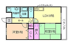 コゥジィーコート 2LDKの間取図画像