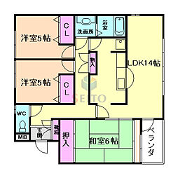 ハイツロイヤルバレイ 3LDKの間取図画像