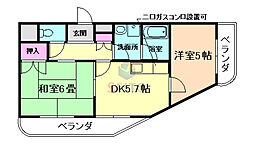 第5プロビナンス村橋 2DKの間取図画像