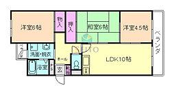 上野西ヒルサイドハイツ 3LDKの間取図画像