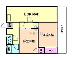 大櫛マンション 2LDKの間取図画像