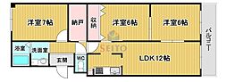パストラルハイム豊中 3LDKの間取図画像
