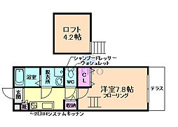 クラーヴォ豊中 1Kの間取図画像