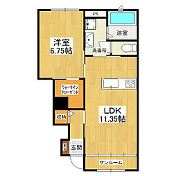 つくばエクスプレス つくば駅 バス44分 筑波交流センター下車 徒歩10分の賃貸アパート 1階1LDKの間取り