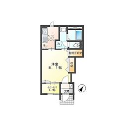 シルクII 1階1Kの間取り
