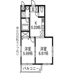 サンステージ 3階2Kの間取り