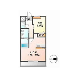 ｕｎ　ｊｏｕｒ　Ｂ（アンジュールビー） 1階1LDKの間取り