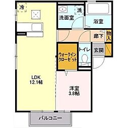 Malica Court(マリカコート)I 1階1LDKの間取り