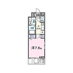 プロムナード(花畑) 3階1Kの間取り