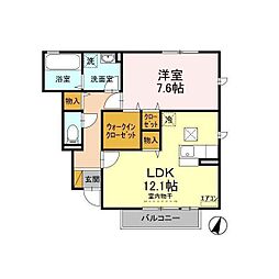 アルブルコート　I 1階1LDKの間取り
