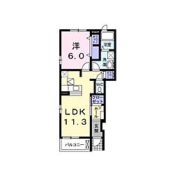 ボヌール・シュプレーム　B 1階1LDKの間取り