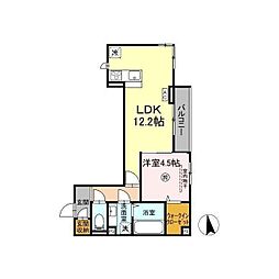 Serenvita　east(セレウィータ　イースト) 2階1LDKの間取り