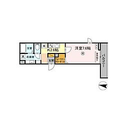 Maison de Calme(メゾンドカルム) 2階1Kの間取り