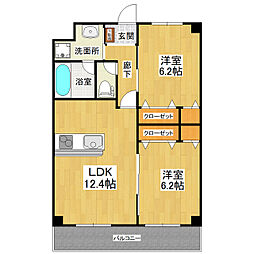 Ｌｉｆｅ　Ｓｔａｇｅ　Ｂ棟 1階2LDKの間取り
