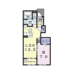 アドラブール　B 1階1LDKの間取り