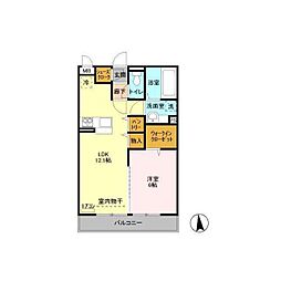 ゼピュロス学園の森　K 3階1LDKの間取り