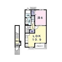 ノートル・レーヴC 1LDKの間取図画像