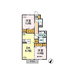 かえで2 2DKの間取図画像