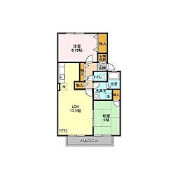 イーグルガーデンB棟 2LDKの間取図画像