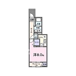 シエル エトワール II 1Kの間取図画像