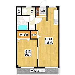 プラウディア 1LDKの間取図画像