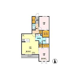 ゼピュロス学園の森M 2LDKの間取図画像