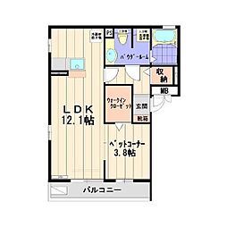 ヴィルヌーブ 1LDKの間取図画像