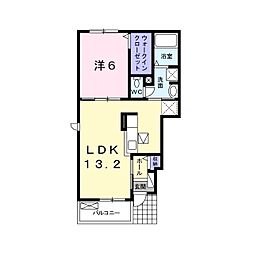 ラルジュH 1LDKの間取図画像