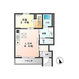 ルミエール 1LDKの間取図画像