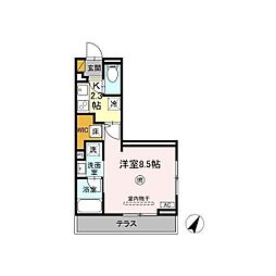 Serenvita Amakubo(セレウィータ アマクボ) 1Kの間取図画像