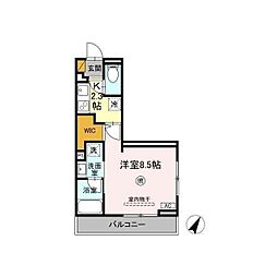 Serenvita Amakubo(セレウィータ アマクボ) 1Kの間取図画像