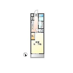 アロース 2階1Kの間取り