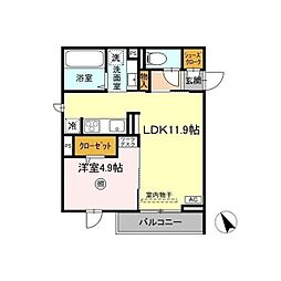 Serenvita　west 301 3階1LDKの間取り