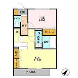 つくばエクスプレス つくば駅 徒歩27分の賃貸アパート 3階1LDKの間取り