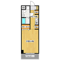 エミネンス二の宮 4階1Kの間取り
